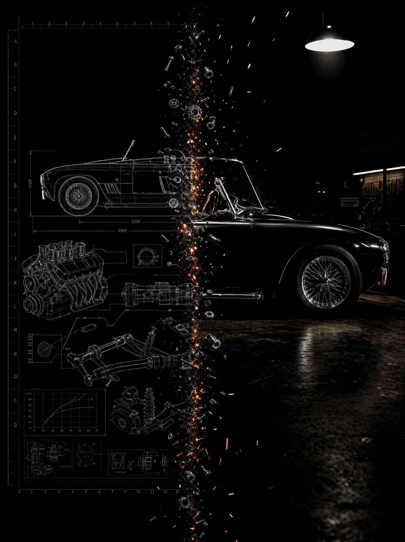 Blueprint-to-real plate: a classic racing roadster