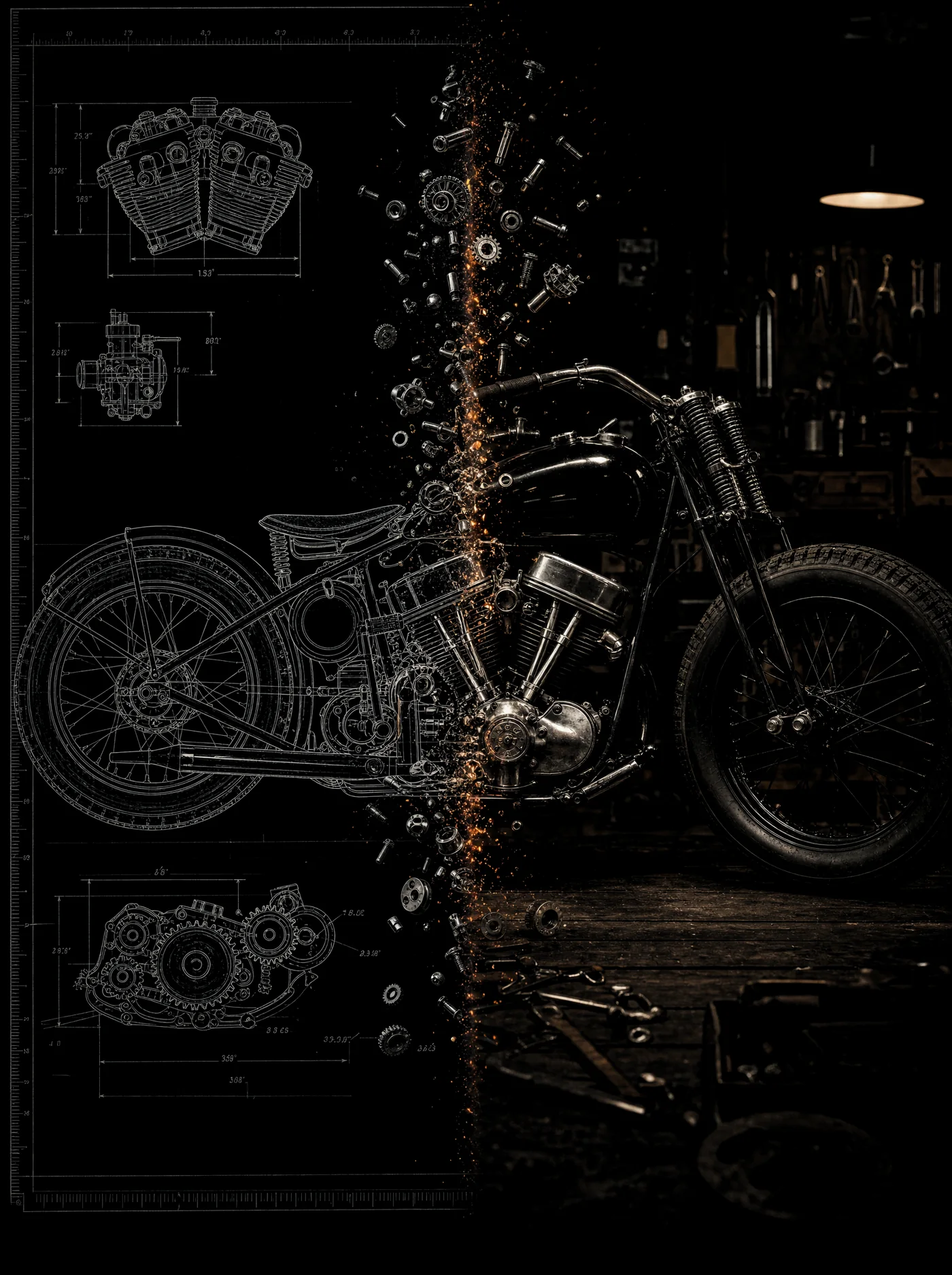 Blueprint-to-real plate: a board-track motorcycle