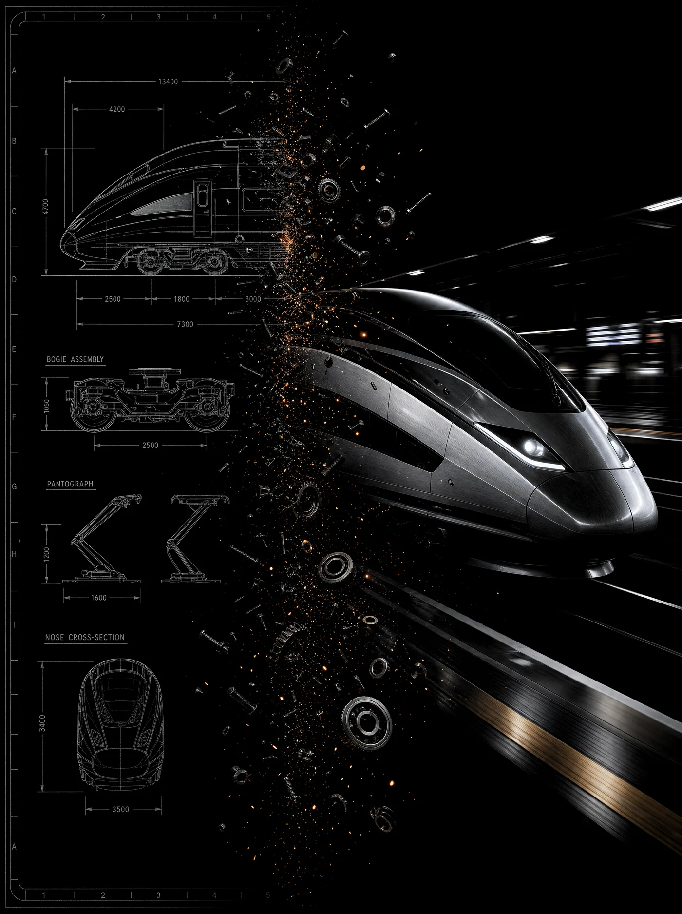 Blueprint-to-real plate: a modern high-speed train